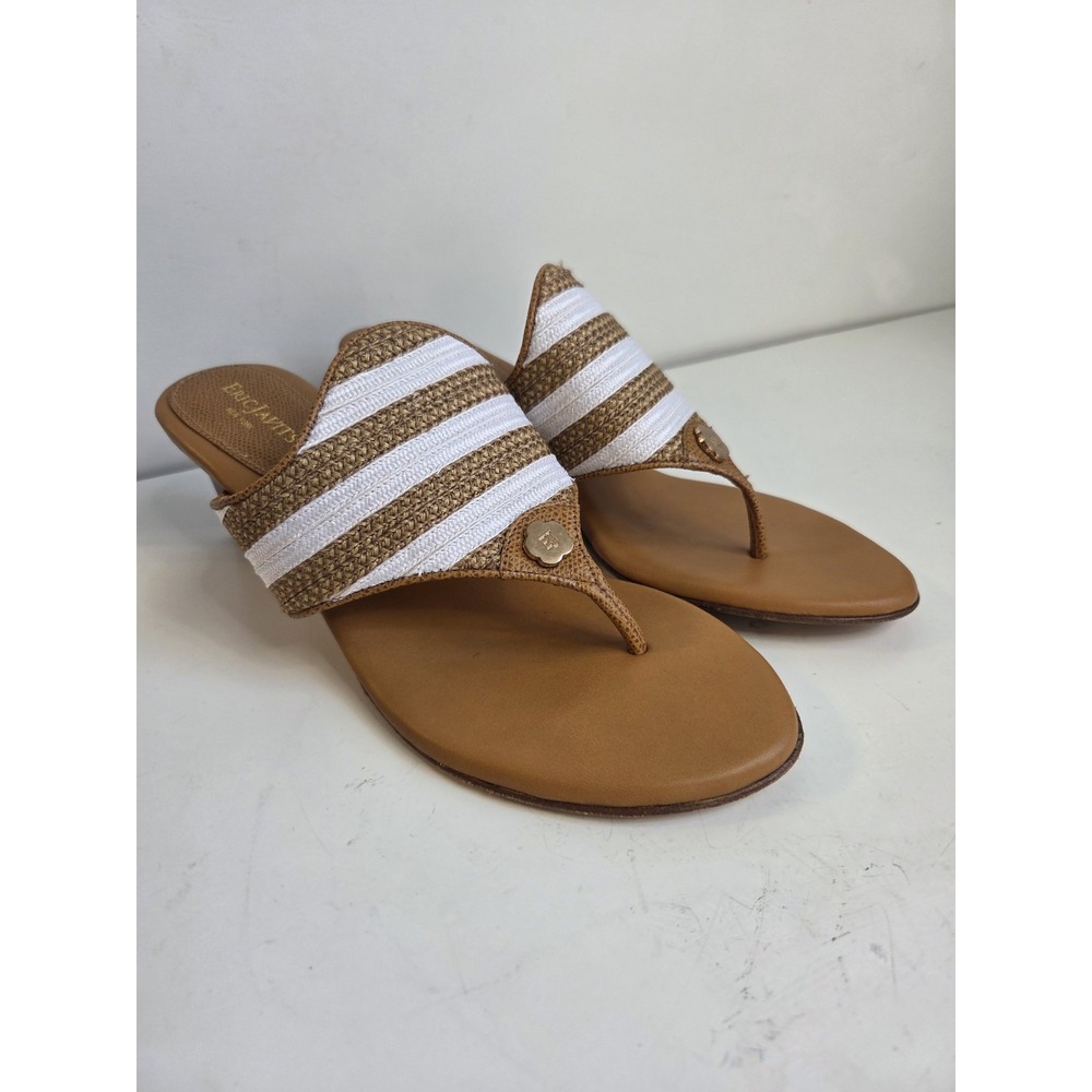 Eric‎ Javits Sandals Womens 9M Woven Open Toe Leather Designer Slides